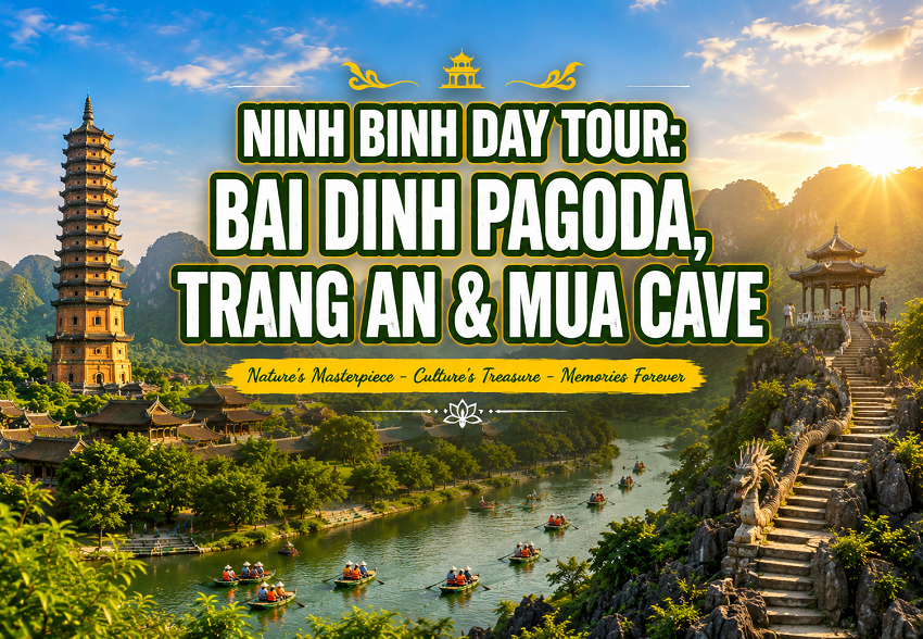 Ninh Binh Day Tour: Bai Dinh Pagoda, Trang An & Mua Cave